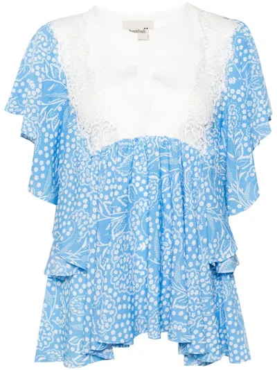 Bambah Blue Azalea Ruffle Top