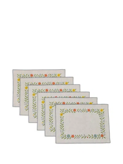 Bambah Botanical Placemats (set Of Six) In Gray