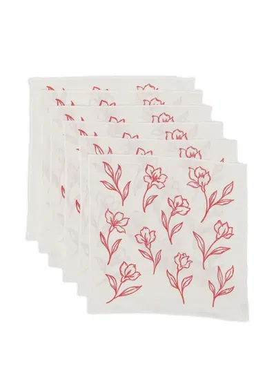 Bambah Camilla Napkins (set Of Six) In White