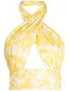 Bambah Catania Floral-print Cropped Top In Yellow