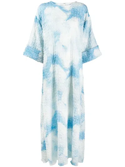 Bambah Cloud-print Jacquard Kaftan Dress In Blue