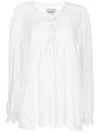 Bambah Crochet Flared Blouse In White