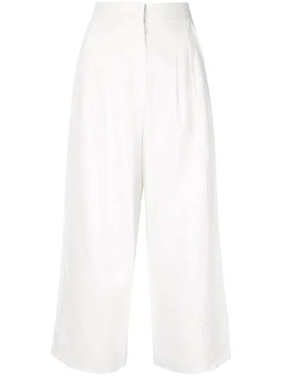 Bambah Cropped Wide-leg Trousers In White