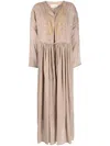 Bambah Embroidered Linen Kaftan Dress In Neutrals