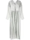 Bambah Embroidered Pleated Kaftan Dress In Grey
