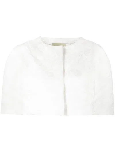 Bambah Gemusterter Cropped-bolero In White