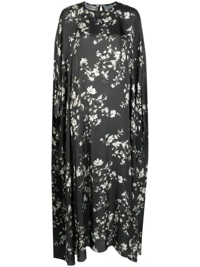Bambah Drapiertes Kleid Mit Blumen-print In Black