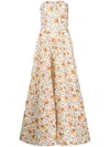 Bambah Floral Print Gown In White