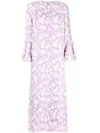 Bambah Floral-print Ruffled Kaftan Dress In Purple
