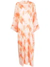 Bambah High Collar Kaftan In Orange