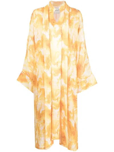 Bambah Gardenia Tie-dye Print Dress Set In Yellow