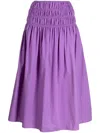 Bambah Gathered Cotton-poplin Midi Skirt In Purple
