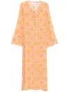 Bambah Geometric-print Dress In Orange