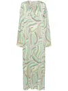 Bambah Geometric Striped Kaftan In Green