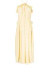 Bambah Halterneck Ruffled Midi Dress In Yellow