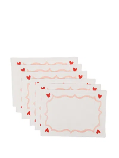 Bambah Heart-print Placemats (set Of Six) In Animal Print
