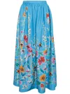 Bambah Hibiscus Midi Skirt In Blue