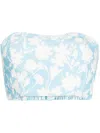 Bambah Lilly Floral-print Linen Tube Top In Blau