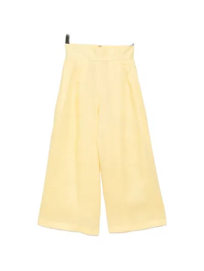 Bambah Linen Midi Culottes In Yellow
