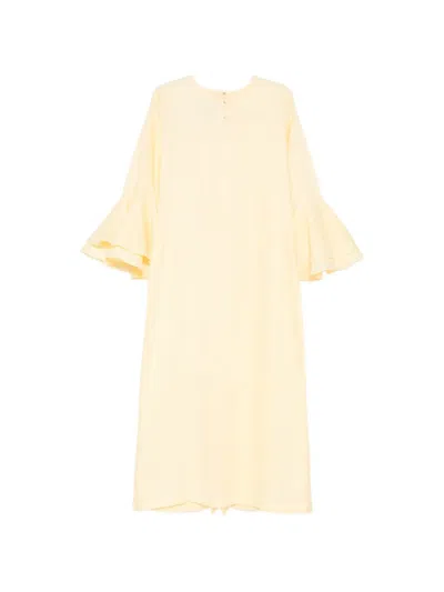 Bambah Linen Ruffled Dress In Yellow
