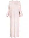 Bambah Linen Ruffled Kaftan Dress In Pink