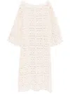 Bambah Metallic Crochet Kaftan Dress In Brown