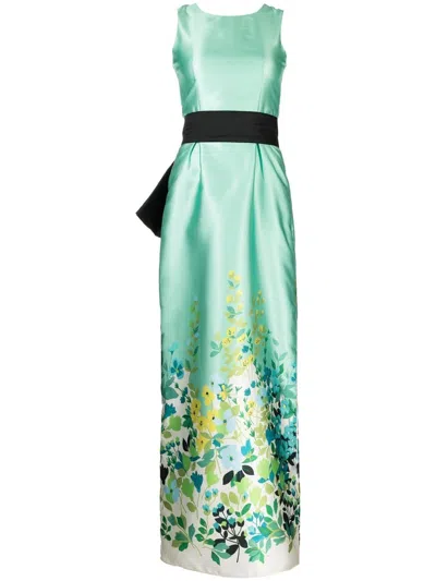 Bambah Oversize Bow Detail Gown In Green