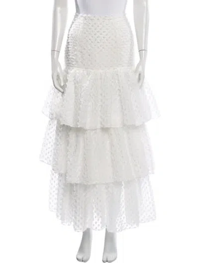 Pre-owned Bambah Patterned Long Skirt In White