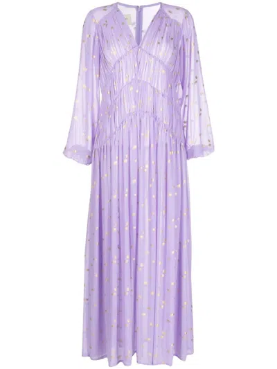 Bambah Polka-dot Print Long Dress In Purple