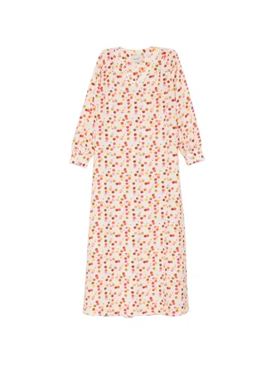 Bambah Polka-dot Brushstroke-print Dress In Pink
