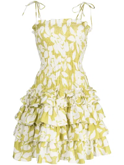 Bambah Ruffle-detail Minidress In Green