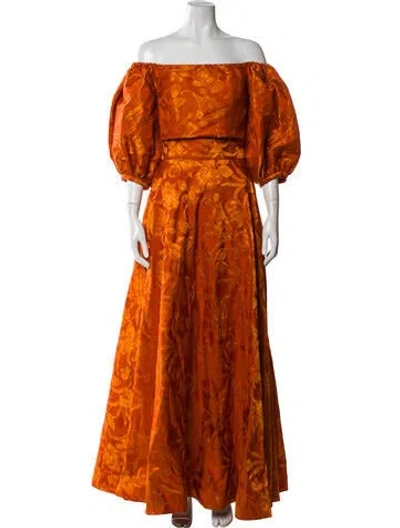 Pre-owned Bambah Ruffle Embellishment Skirt Set In Orange