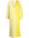Bambah Sicily Striped Kaftan Dress In Yellow