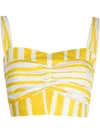 Bambah Sicily Striped Linen Bustier Top In Yellow
