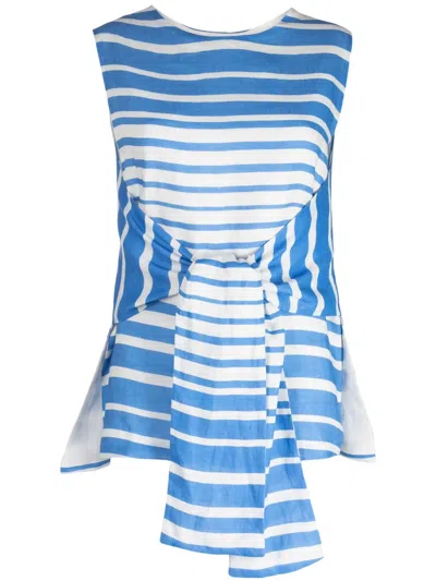 Bambah Sicily Striped Linen Tunic In Blue
