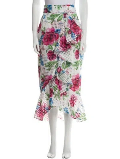 Pre-owned Bambah Silk Midi Length Skirt In White