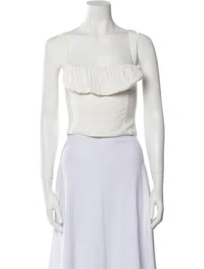 Pre-owned Bambah Square Neckline Sleeveless Crop Top In White
