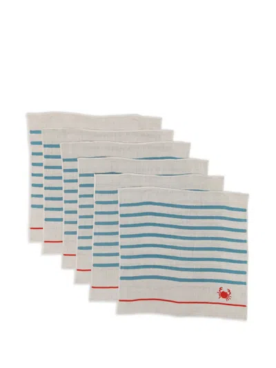 Bambah Striped Napkins (set Of Six) In White