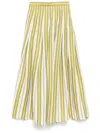 Bambah Striped Pleated Skirt In Green
