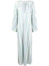 Bambah Striped Plissé Kaftan Dress In Blue