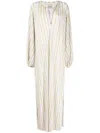 Bambah Striped Plissé Kaftan Dress In Green