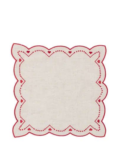 Bambah Sweetheart Scallop Napkin In Red