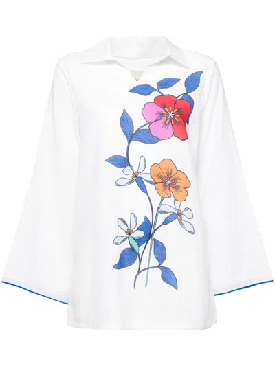 Bambah White Hibiscus Linen Tunic