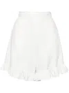 Bambah White Hibiscus Ruffle Shorts In White