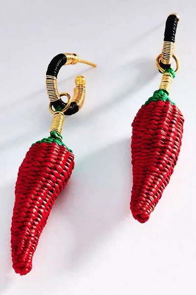 Bamboleira Clarte Charm Hoop Earrings In Red
