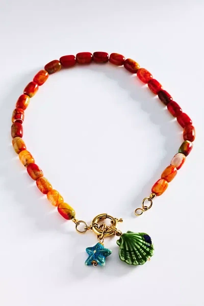 Bamboleira Tambo Charm Necklace In Burgundy
