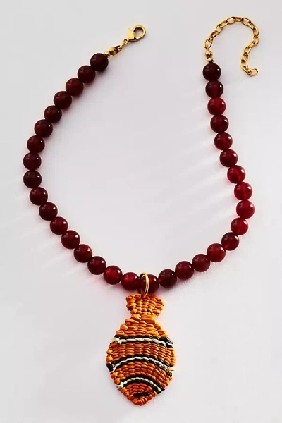 Bamboleira Zalva Necklace + Removable Charm In Red
