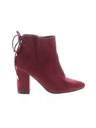 Pre-owned Bamboo Ankle Boots In Burgundy