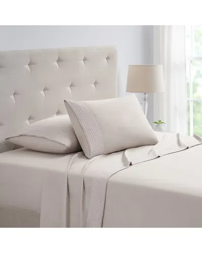 Bamboo Comfort 4pc 1800 Thread Count Waffle Hem Sheet Set In White