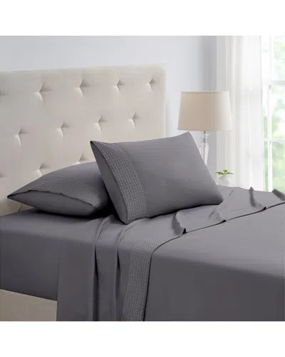 Bamboo Comfort 4pc 1800 Thread Count Waffle Hem Sheet Set In Gray